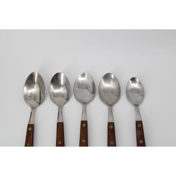 5 Washington Forge Stainless TOWN & COUNTRY Walnut Spoon 93801 Canoe Muffin - Picture 2 of 4